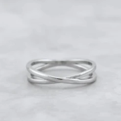 Bague Croisée En Argent Sterling