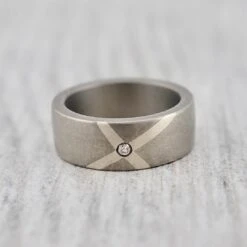 Bague Croix En Argent, Titane Et Diamant
