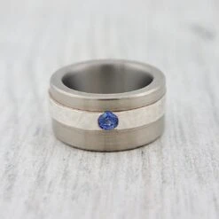 Bague Horizon En Argent, Titane Et Saphir