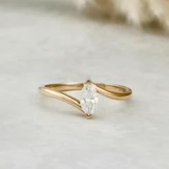 Bague Marquise En Or 14K - 18K Ou Platine Et Diamant 0,3 Ct