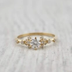Bague Solitaire Nuage En Or 10K Et Moissanites