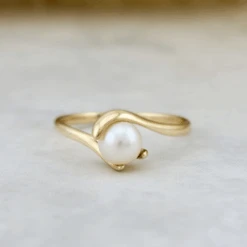 Bague Vague En Or 10K Et Perle