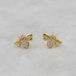 Boucles D'oreilles Abeilles En Or 10K