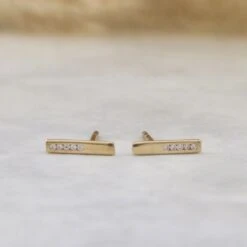 Boucles D'oreilles Barres En Or 10K