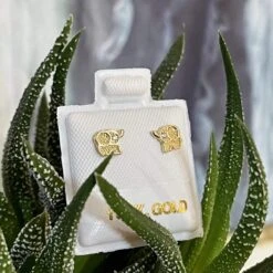 Boucles D'oreilles Éléphanteaux En Or 10K 4 Boucles D'oreilles Éléphanteaux En Or 10K -Mathieu Blan Chard Soldes boucles d oreilles elephanteaux et cz sur or 10k 36301769507064