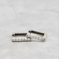 Boucles D'oreilles Huggies En Argent Sterling Et Diamants