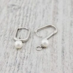 Boucles D'oreilles Huggies Perles En Argent Sterling