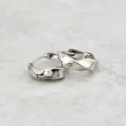 Boucles D'oreilles Huggies Torsade En Argent Sterling