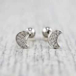 Boucles D'oreilles Lunes En Argent Sterling