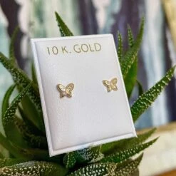 Boucles D'oreilles Papillons En Or 10K -Mathieu Blan Chard Soldes boucles d oreilles papillons et cz sur or 10k 36306907234552