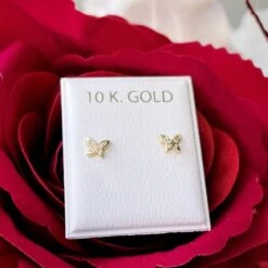 Boucles D'oreilles Papillons En Or 10K -Mathieu Blan Chard Soldes boucles d oreilles papillons et cz sur or 10k 36545690108152