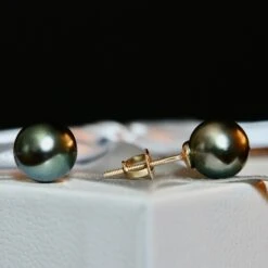 Boucles D’oreilles Perles De Tahiti Et Or 14K