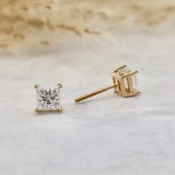 Boucles D'oreilles Princesse En Or 14K Et Moissanites