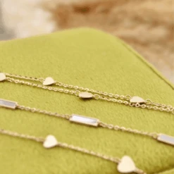 Bracelet Double Coeurs En Or 10K