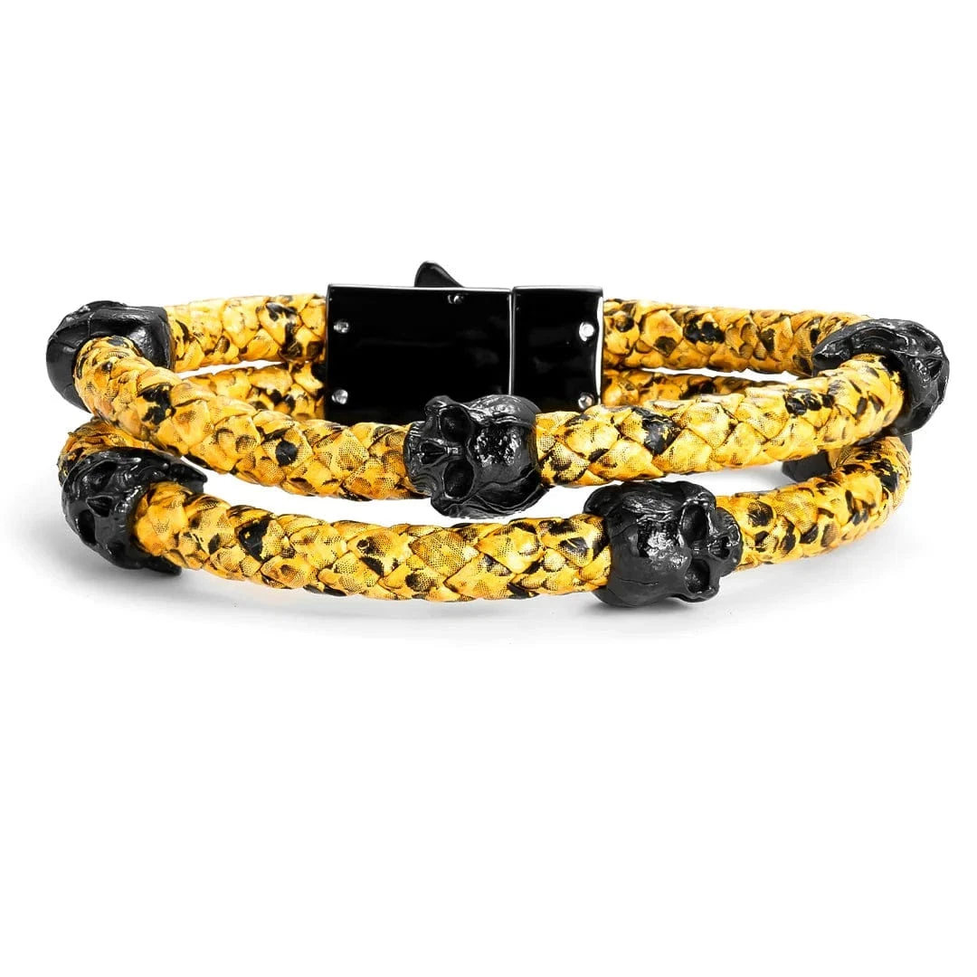 Bracelet Double tête de mort Cobra en cuir Bracelet Double Tête De Mort Cobra En Cuir -Mathieu Blan Chard Soldes bracelet double tete de mort cobra en cuir skeletonhd bracelet de cuir double tete de mort cobra jaune skeletonhd mathieu blanchard joaillerie 1170887080