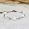 Bracelet En Acier Et Perles Baroques