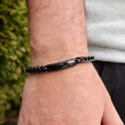 Bracelet La Force En Acier -Mathieu Blan Chard Soldes bracelet la force en acier mathieu blanchard bracelet en acier inox noir collection la force mathieu blanchard joaillerie 1170887487