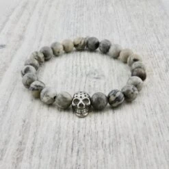 Bracelet Skeleton En Jaspe Et Acier