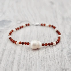 Bracelet Solstice En Perles, Grenats Et Argent Sterling