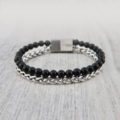 Bracelet Stone En Acier Et Agate