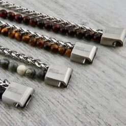 Bracelet Stone En Acier Et Agate -Mathieu Blan Chard Soldes bracelet stone en acier et agate mathieu blanchard bracelets mathieu blanchard 40270502920440