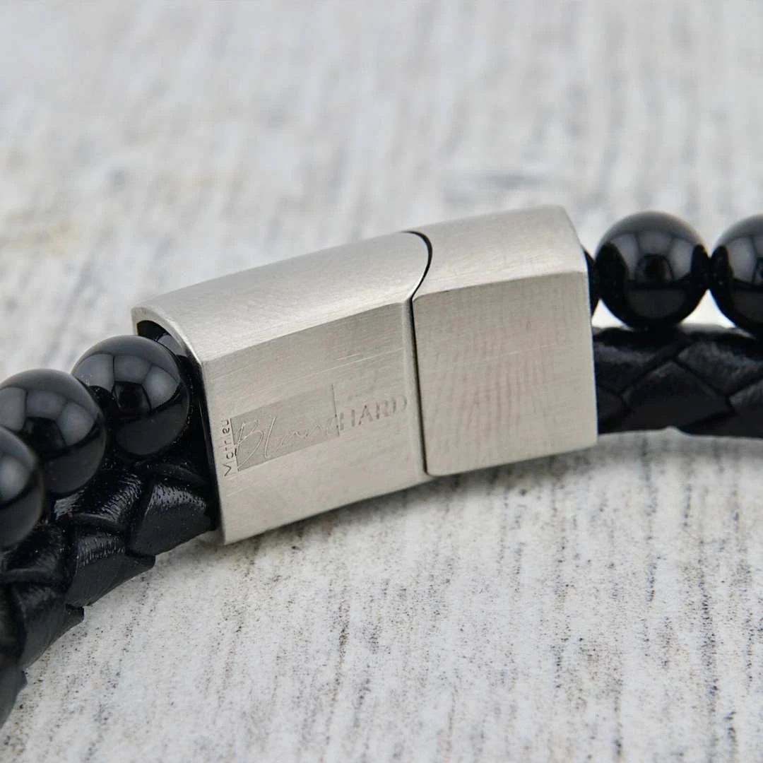 Bracelet Stone en cuir, acier et agate Bracelet Stone En Cuir, Acier Et Agate -Mathieu Blan Chard Soldes bracelet stone en cuir acier et agate mathieu blanchard bracelets mathieu blanchard 40270863073528