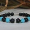 Bracelet Turquoise, Onyx Et Argent Sterling
