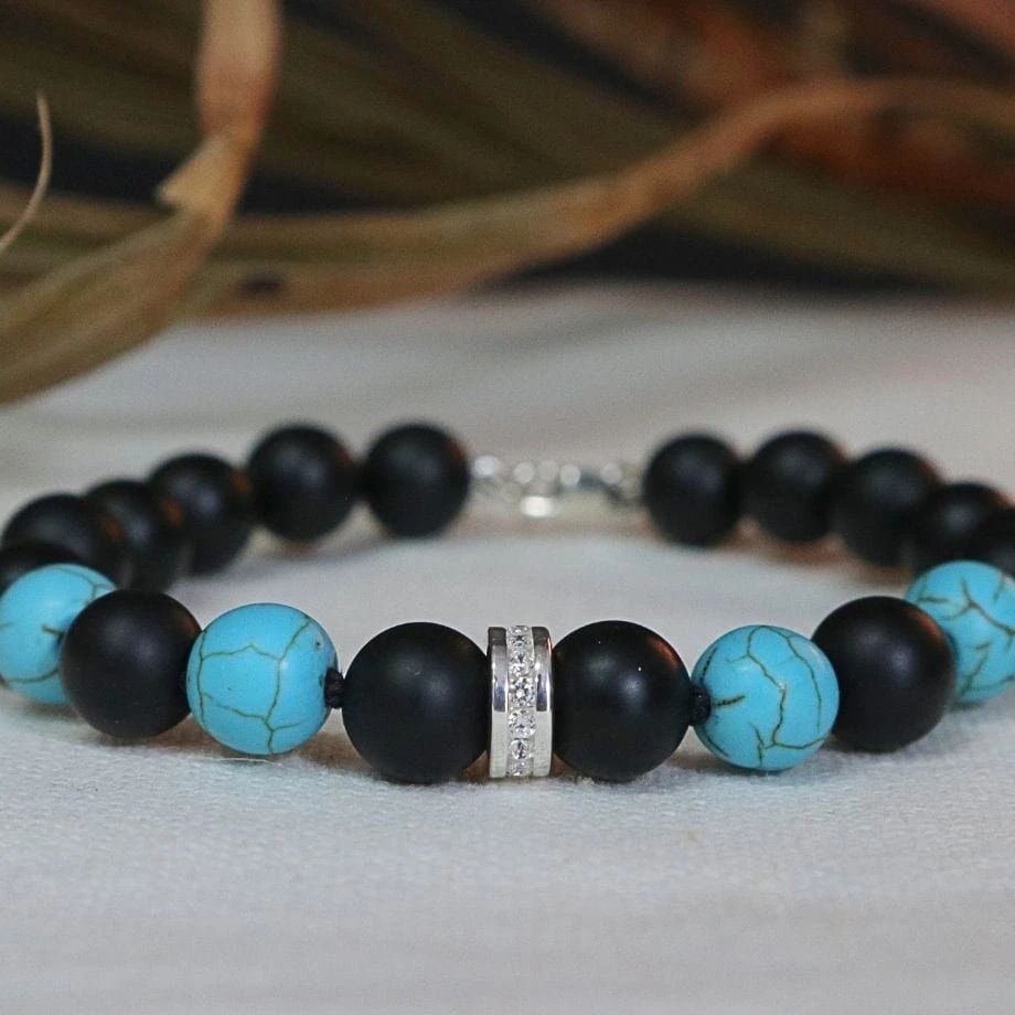 Bracelet turquoise, onyx et argent sterling Bracelet Turquoise, Onyx Et Argent Sterling -Mathieu Blan Chard Soldes bracelet turquoise onyx et argent sterling mathieu blanchard bracelets mathieu blanchard 39370998022392