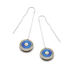 Boucles D'oreilles En Argent, Titanium Et Diamants