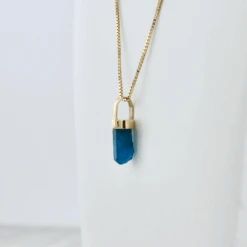 Collier Amulette Or 14K Et Apatite