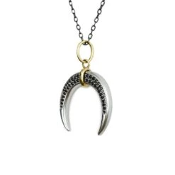 Collier Corne En Argent Sterling, Or 14K Et Saphirs Noirs -Mathieu Blan Chard Soldes collier corne en argent sterling or 14k et saphirs noirs mathieu blanchard mathieu blanchard 39579302461688