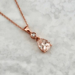 Collier En Or 10K, Morganite Et Diamant