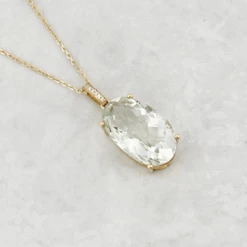 Collier En Or 14K, Diamants Et Améthyste Verte
