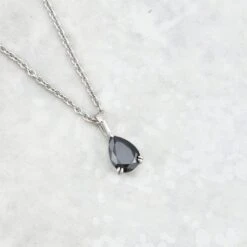 Collier Moissanite Noire En Or 10K - 14K - 18K Ou Platine