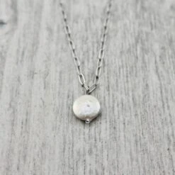 Collier Pleine Lune En Acier Et Perle