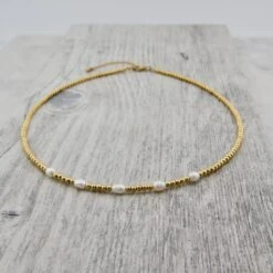 Collier Zéphyr En Acier Et Perles -Mathieu Blan Chard Soldes collier zephyr en acier et perles dore mathieu blanchard pendants mathieu blanchard 40510433951992