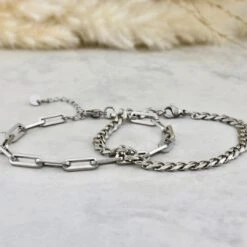 Duo De Bracelets Paperclip En Acier