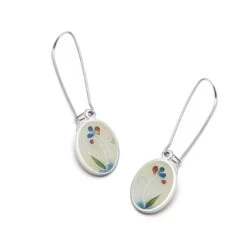 Boucles D'oreilles Floral En Argent Fin Et émail