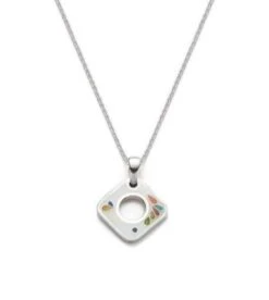 Collier D'émail, Argent Fin Et Or 24K