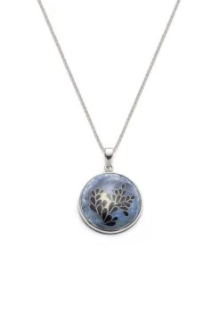 Collier Floral En Argent Fin Et émail