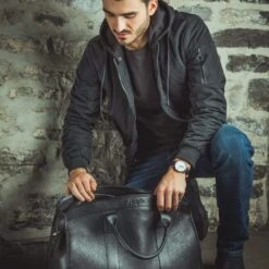 Montre Joseph En Cuir Noir -Mathieu Blan Chard Soldes haydn cuir montre joseph en cuir noir 36170533404920