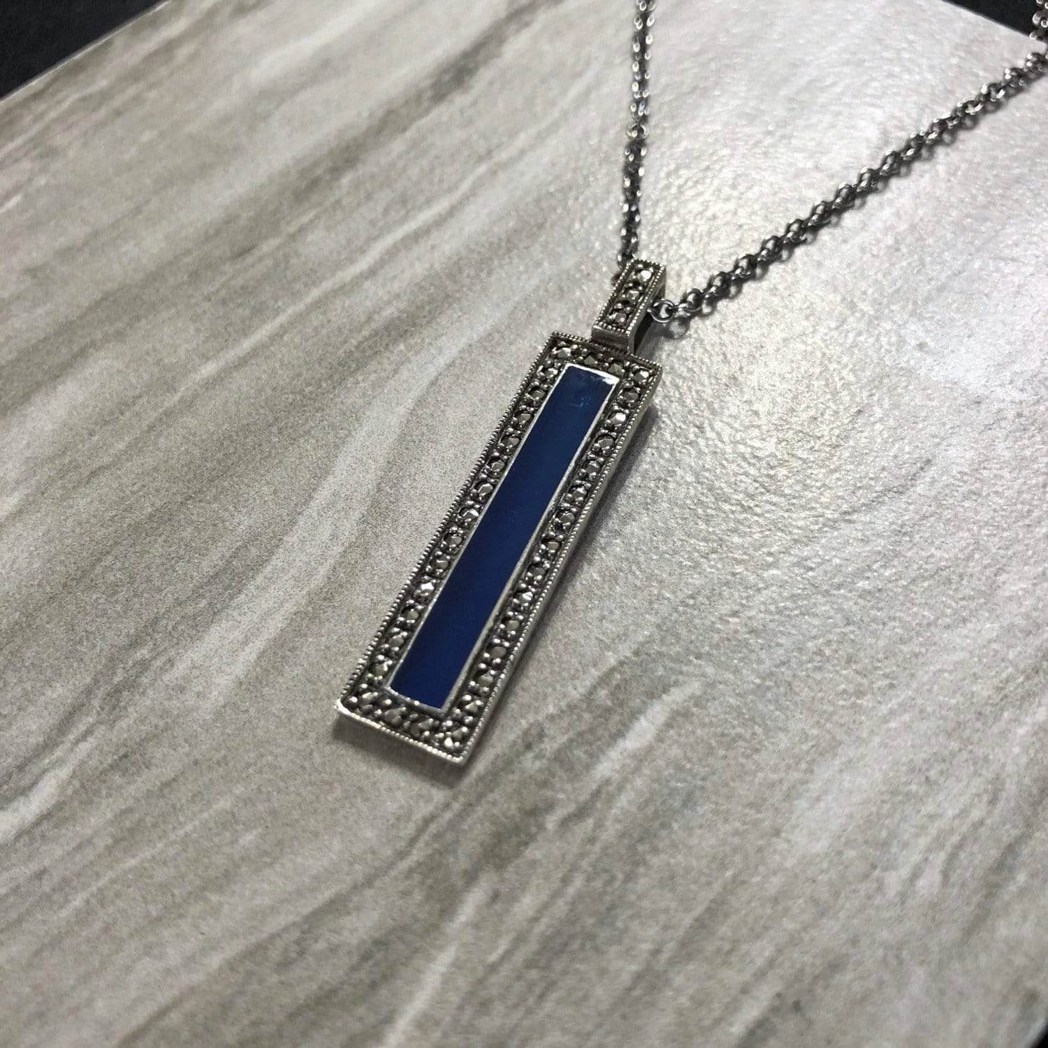 Collier Émail en argent et marcassites Collier Émail En Argent Et Marcassites -Mathieu Blan Chard Soldes larus argent 925 16 pouces collier en argent 925 et marcassites 36166468960504