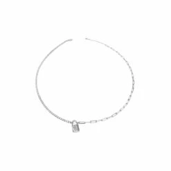 Collier Chaîne, Cadenas Et Tennis CZ En Argent Sterling