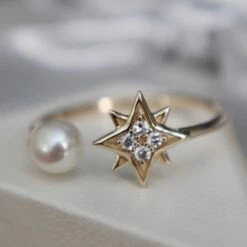 Bague Étoile Du Nord En Or 10K, Perle Et Moissanites -Mathieu Blan Chard Soldes mathieu blanchard bague etoile du nord en or 10k perle et moissanites 38990700511480