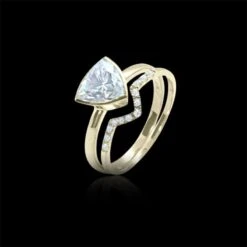 Bagues Ensemble D'alliances Trillion En Or 10K Et Moissanites -Mathieu Blan Chard Soldes mathieu blanchard bagues bagues ensemble d alliances trillion en or jaune 10k et moissanites 38173146185976