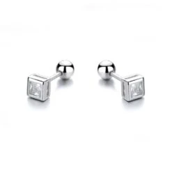 Boucles D'oreilles Carrés En Argent Sterling