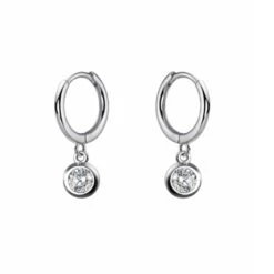 Boucles D'oreilles Huggies Classique Scintillants En Argent Sterling