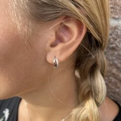 Boucles D'oreilles Huggies Double Rang En Argent Sterling