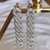 Boucles D'oreilles Chaînes Cuban Scintillantes En Argent Sterling