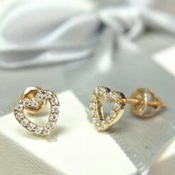 Boucles D'oreilles Coeurs En Or 10K Et Moissanites